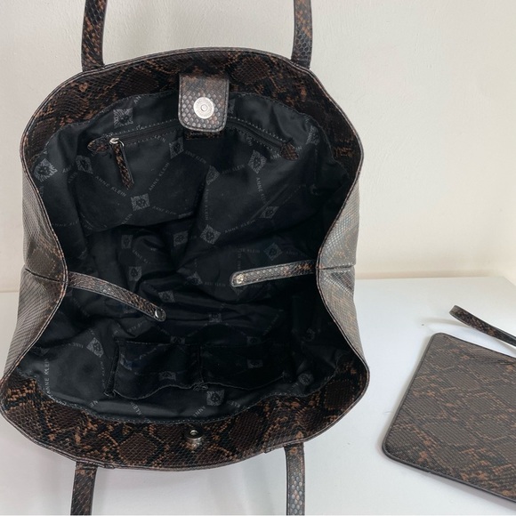 Anne Klein Large Faux Leather Snakeskin Python Tote Bag & Wrislet Animal Print - Picture 16 of 17